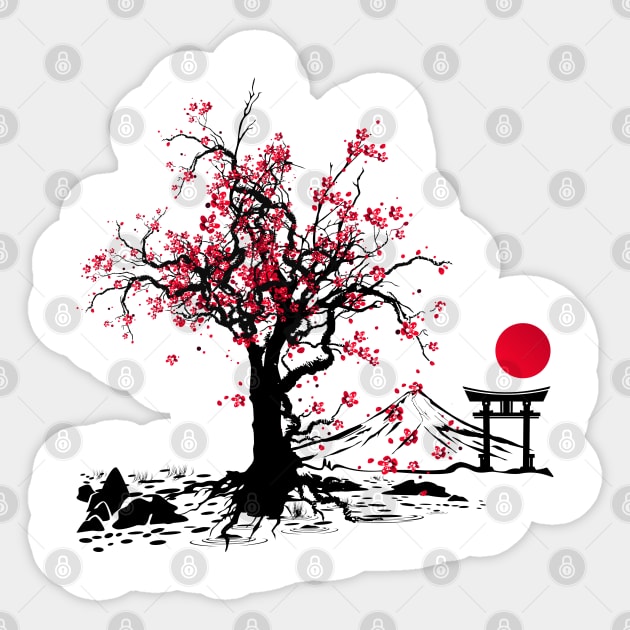 Sakura | Cherry Blossom | Oriental Art Sticker by VISUALUV